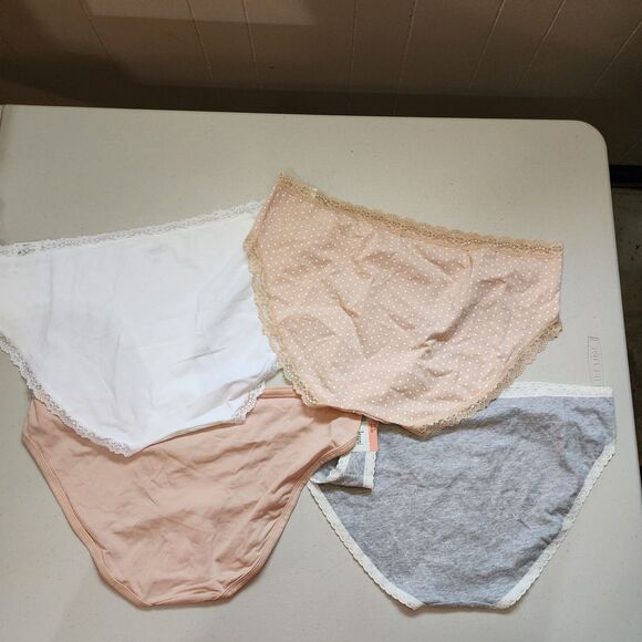 Jenni Intimates Bikini Cut Panties Womens 3X Grey White Beige Polka Dot Set Of 4 - Picture 2 of 7